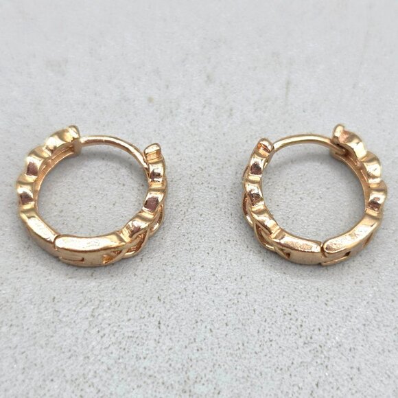 Celtic Knot Gold Plated Hoop Earrings Small Stylish Design Everyday Jewelry - Picture 3 of 7